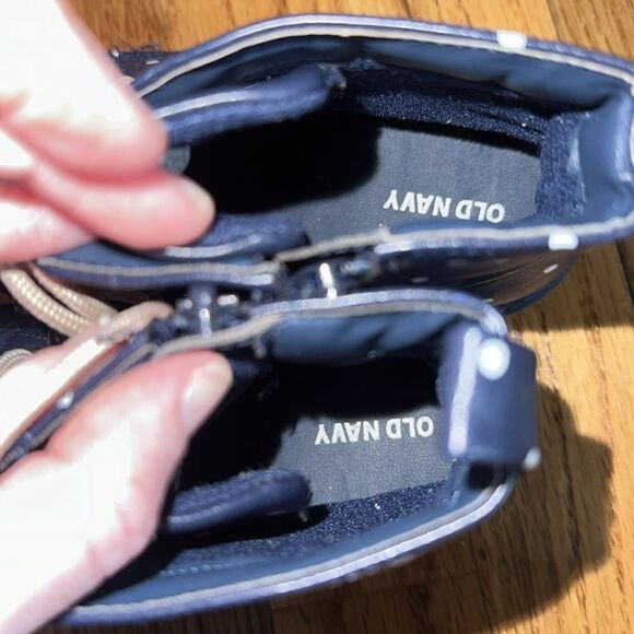 Old Navy Navy Blue Polka Dot Lace Up Utility Boots Girls size Toddler 10 - Picture 8 of 9